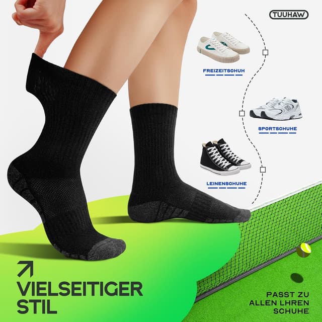 Detalle 2 de TUUHAW 6 Paar Tennissocken mit Baumwolle