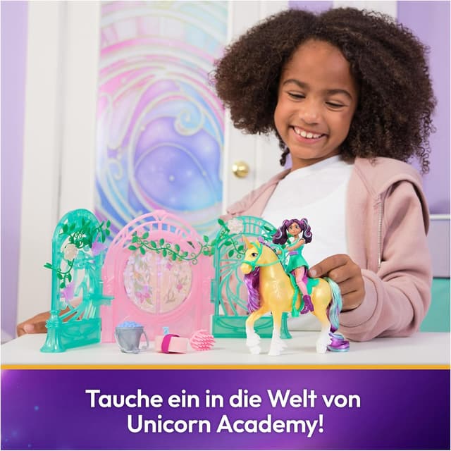 Thumbnail 6 de Unicorn Academy Ava & Einhorn Leaf Leaf Stall Spielset mit Farbwechseleffekt (Figuren ca. 11/12 cm) und 15 Accessoires – für Kinder ab 4 Jahren
