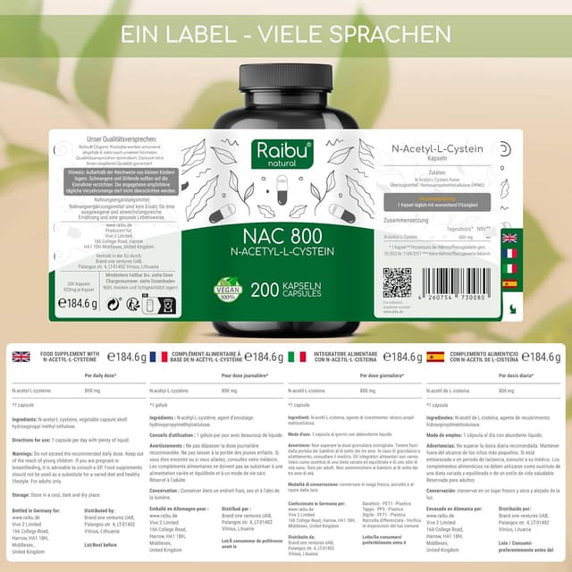 Thumbnail 3 de Raibu NAC 800 mg Kapseln đź’Š