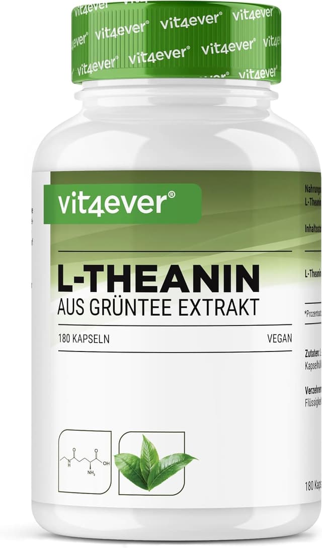 Detalle de L-Theanin – 180 Kapseln mit 750 mg pro Tagesportion (2 Kapseln) aus Grüntee-Extrakt – vegan