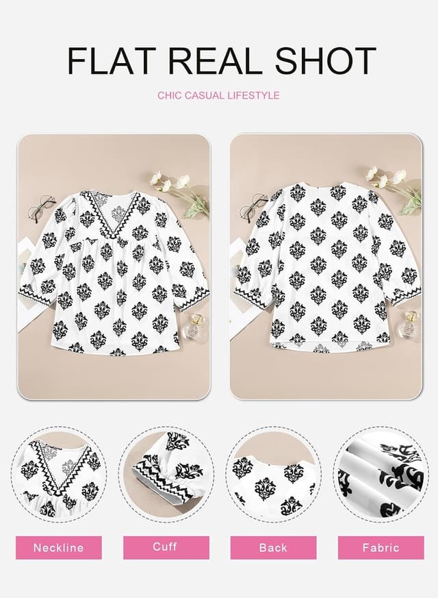 Detalle 1 de Women’s V-neck Floral Chiffon Blouse