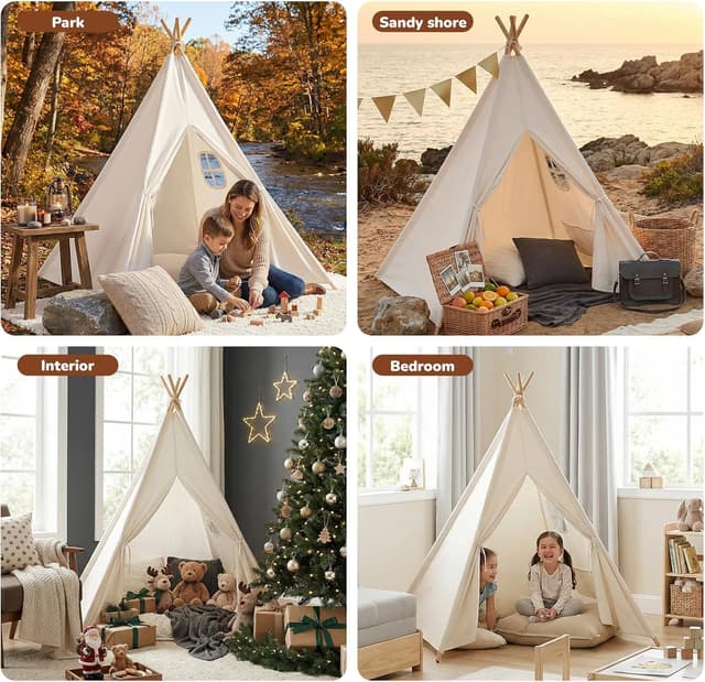 Detalle 2 de Kids Teepee Tent Indoor Cotton Play Tent