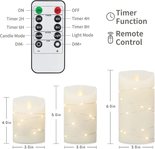 Detalle 2 de YINUO LIGHT LED candles set, timer and remote