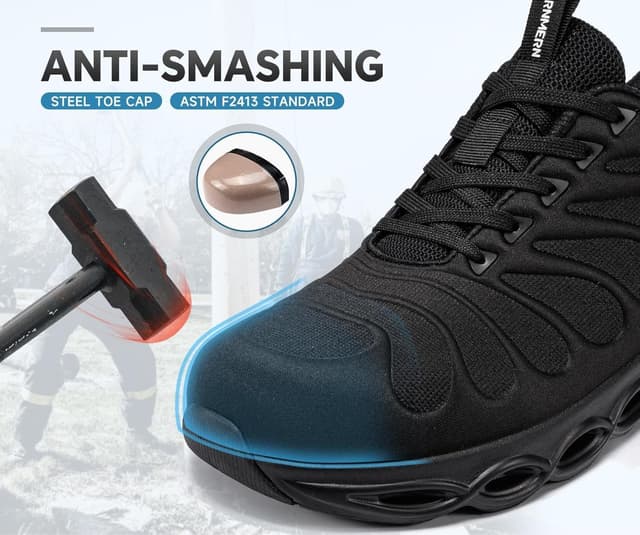 Detalle de LARNMERN Steel Toe Work Safety Shoes (ASTM F2413) Lightweight Comfort Sneakers