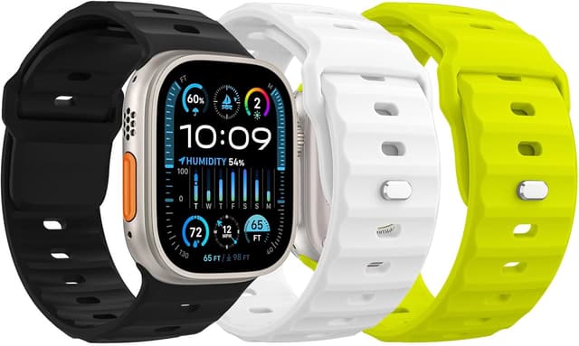 Detalle de MoKo Ocean Bands Silicone Replacement Watch Strap for Apple Watch Ultra 2 & Series 9/8/7/6/5/4/3/SE (49mm to 42mm)