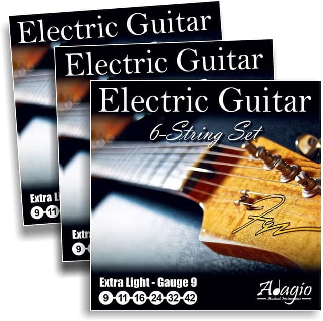 Detalle de 3 Packs Adagio Professional Electric Guitar Strings (9–42) with Ball Ends, Nickel Wound