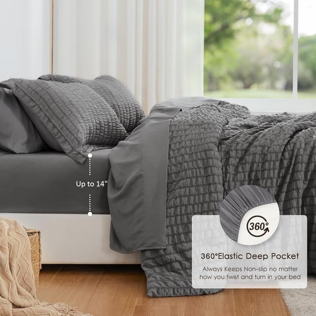 Detalle de Love's cabin Seersucker 7-piece comforter set