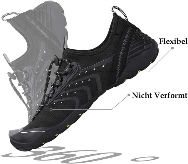 Detalle de SAGUARO Badeschuhe für Herren & Damen mit 7/9 Drainagelöchern – rutschfest, schnell trocknend, Gr. 35–48