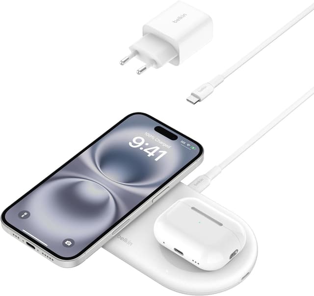 Detalle de Belkin BoostCharge Pro kabellose 2‑in‑1-Ladestation 15W