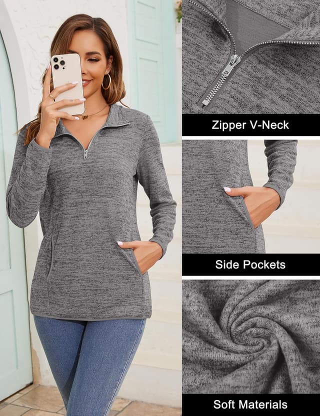 Detalle de iWoo 1/4 zip stand collar sweatshirt