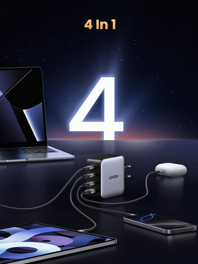 Detalle 2 de UGREEN Nexode 100W caricatore GaN USB-C multiplo con 4 porte (3 USB-C + 1 USB-A)