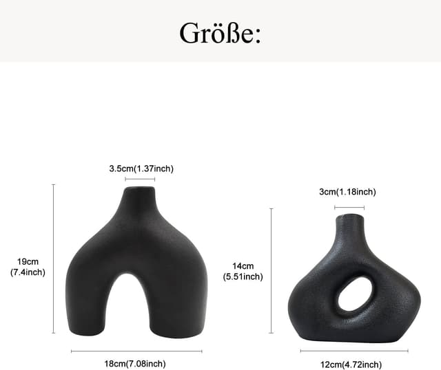 Thumbnail 3 de CEMABT Jarrón cerámica negra Set de 2