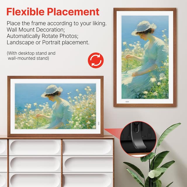 Detalle 2 de FANGOR 21.5" Large Digital Picture Frame with WiFi, 64GB Storage, Remote, Auto-Rotate