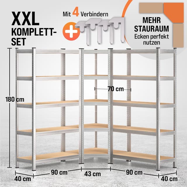 Detalle de Monzana Eckregal Schwerlastregal Set 2625 kg