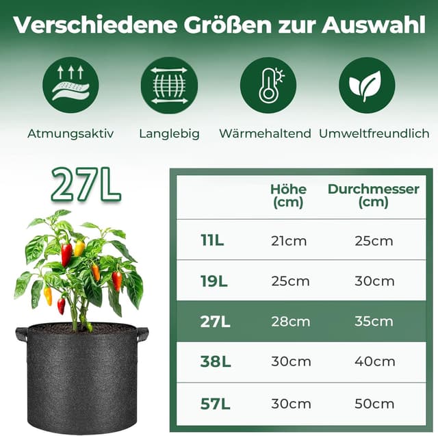 Detalle 1 de T4U Kartoffel Pflanzsack 27 L, 5er Set