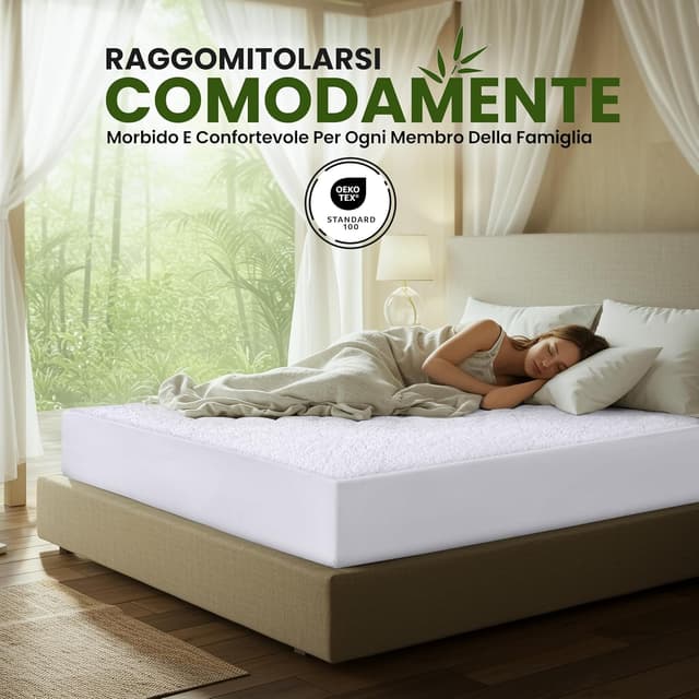 Detalle de Utopia Bedding coprimaterasso singolo impermeabile 90 x 200 x 30 cm in viscosa con elastico tutto intorno