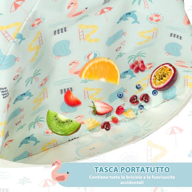 Thumbnail 6 de Little Dimsum Bavaglino per svezzamento con maniche lunghe impermeabili e tasca grande 6-36 mesi