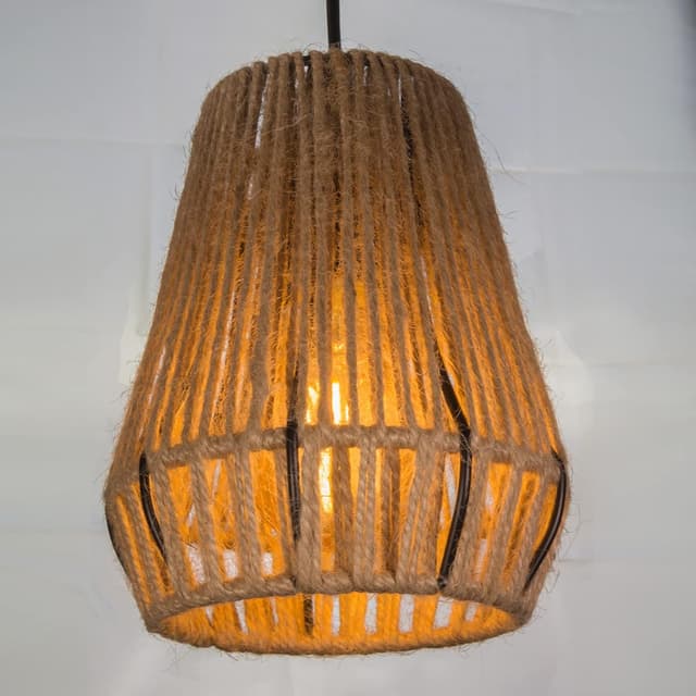 Detalle 1 de Osasy Lámpara de pie Boho con ratán 2 pantallas