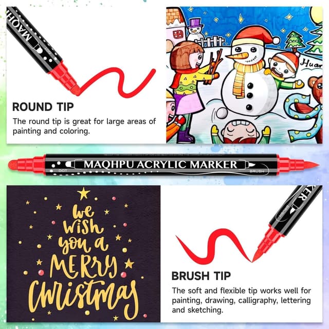 Thumbnail 3 de Maqhpu 24 Colour Dual Tip Acrylic Paint Pens