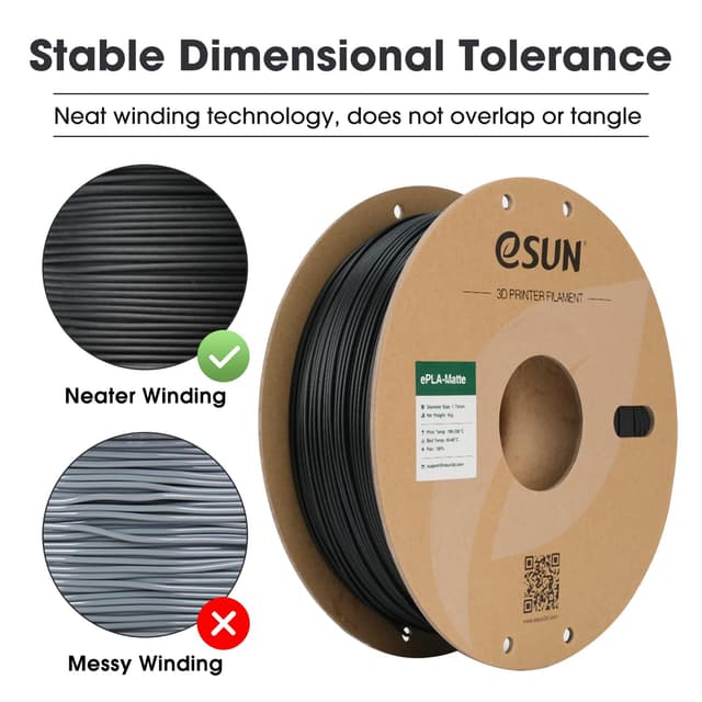 Thumbnail 4 de eSUN PLA Mate 3D Filamento 1.75mm, 2x1kg, Negro y Rojo 🎨