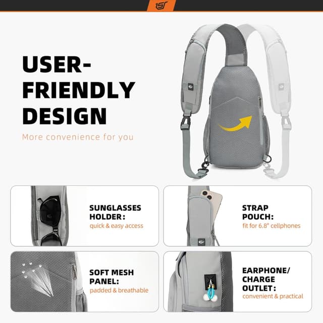 Detalle 2 de SKYSPER RFID Sling Bag Crossbody Sling Backpack (7L) – Travel, Hiking & Daypack