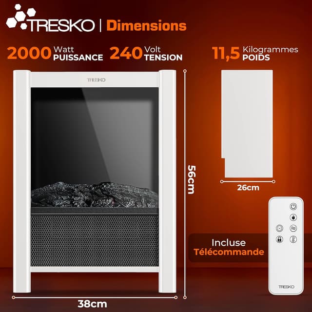 Thumbnail 1 de TRESKO Cheminée électrique 2000W