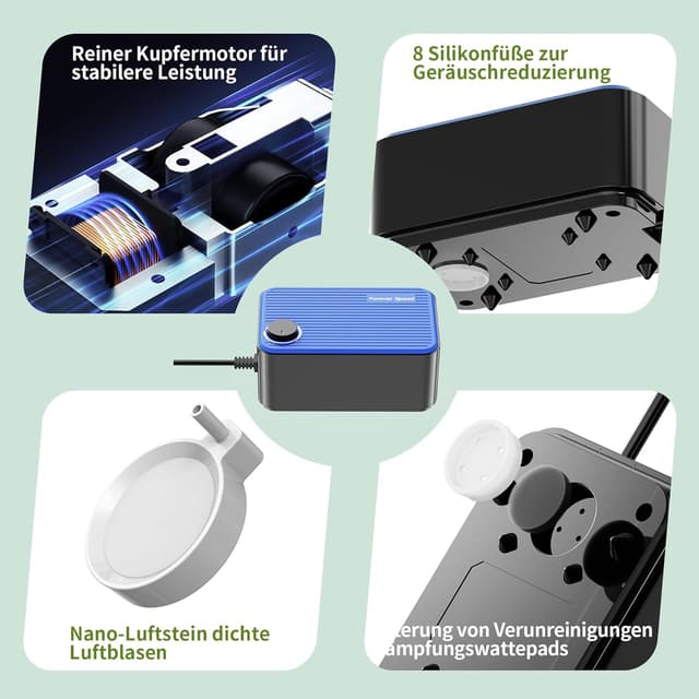 Thumbnail 4 de Forever Speed Leise Aquarium Luftpumpe 8W, 480L/H Einstellbare Luftpumpe für Aquarium Sauerstoffpumpe Sehr Leise mit doppelten Luftlöchern Vibrationsarm und Mehr Sauerstoffzufuhr 80-600L
Forever Speed Leise Aquarium Luftpumpe 8W,…