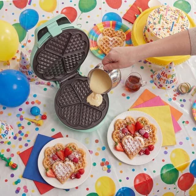 Thumbnail 6 de Bestron ASW217M : gaufrier pour gaufres classiques en forme de cœur, design rétro, 700 W (menthe/vert)