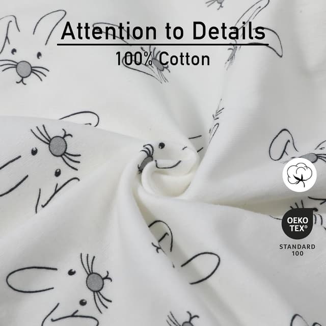 Detalle de GLLQUEN BABY Baby Swaddle Wraps (0–3 months), Oeko-Tex 100 organic cotton, 3-pack (Bunny Land)