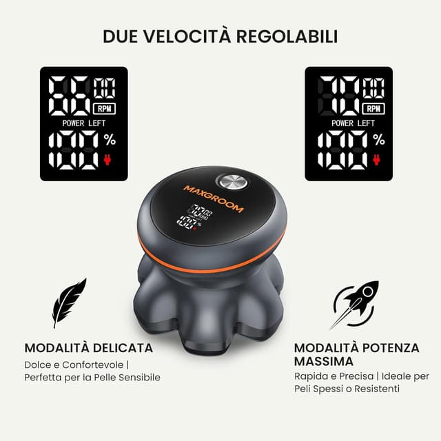 Detalle de MAXGROOM 7D Rasoio Testa Calva Zero Assoluto a 2 velocità (7000/6600RPM) IPX6