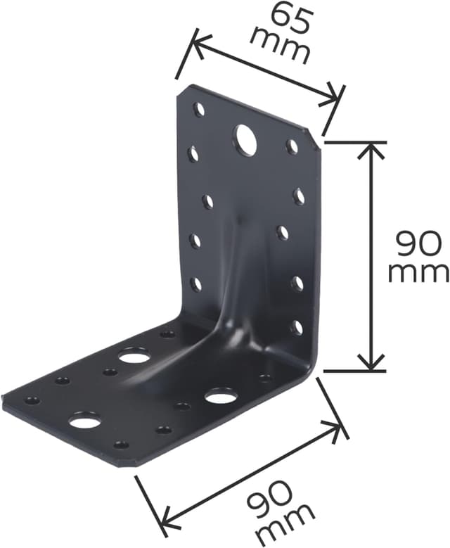 Detalle 2 de Alberts 329440 équerre renforcée galvanisée plastifiée noire 90 x 90 x 65 mm