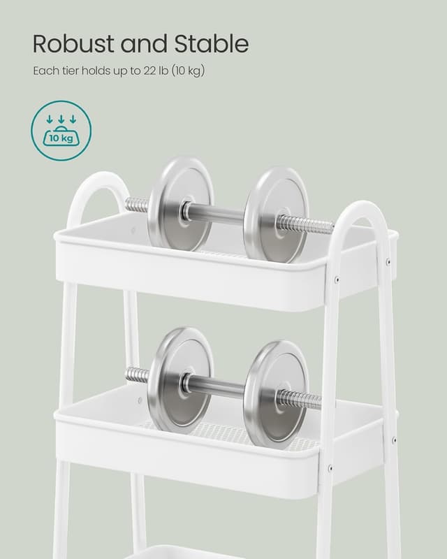 Thumbnail 4 de SONGMICS 3-Tier Rolling Cart 3-tier metal trolley 🛒