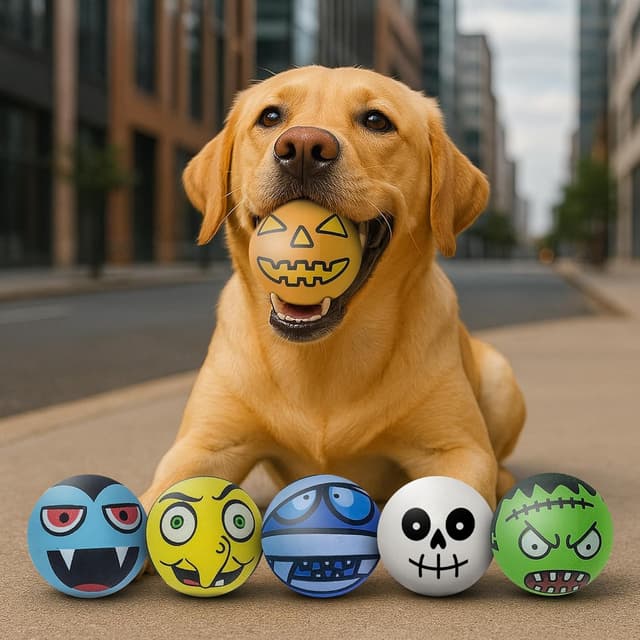Detalle de SPORTSPET Monsters High Bounce Dog Balls (6 Pack) – Spooky rubber balls for medium dogs (60mm)