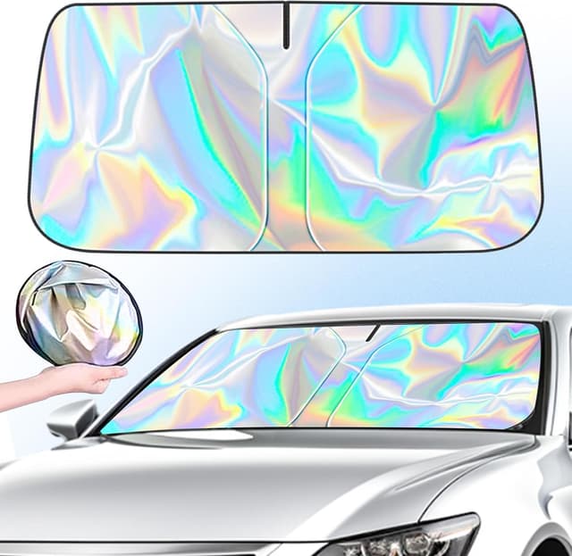 Detalle de Bseical Sonnenschutz für die Frontscheibe 145 x 80 cm (faltbar, innen) – blockiert UV-Strahlen