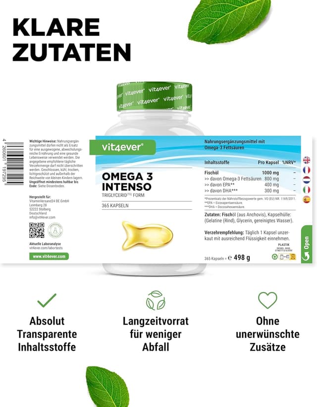 Thumbnail 5 de Premium Omega 3 365 Kapseln 1000 mg Fischöl