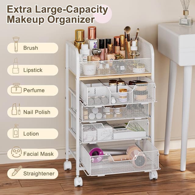 Thumbnail 6 de Hongtamoya Makeup Cart Organizer 4-Drawer White