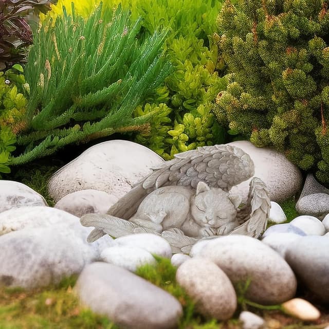 Detalle 2 de GIUSOBG Katze & Hund Engel als Tier-Gedenkfigur für den Garten (Grab Marker)