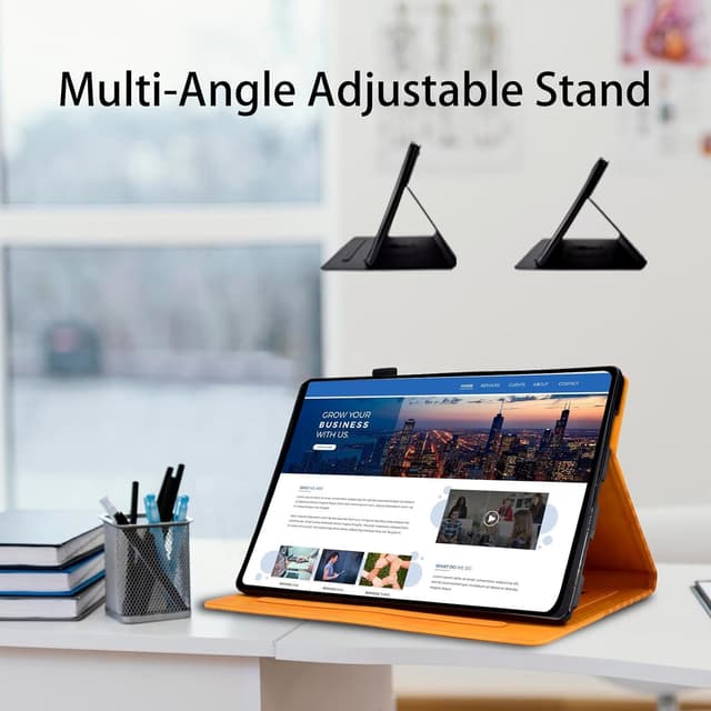 Detalle de Vkooer Hülle für Samsung Galaxy Tab S10 FE 10.9 (2025) / S9 FE 10.9 (2023) / S9 11 (2023) – PU-Leder Flip Case mit Stifthalter & Auto Schlaf/Wach, Orange