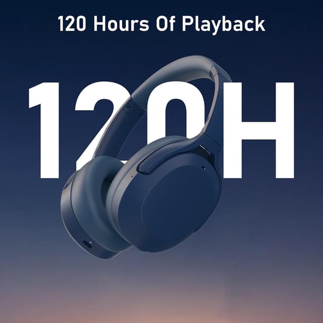 Detalle 2 de Rebocico Active Noise Cancelling Wireless Over-Ear Headphones (ANC, Bluetooth 5.3, mic) with up to 120H playtime