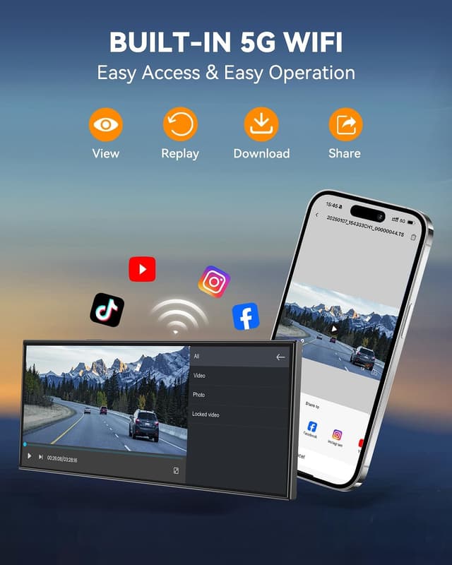 Detalle de 11.5" Wireless CarPlay Screen (Portable) with 4K Dash Cam, 1080p Backup Camera, GPS & Voice Control