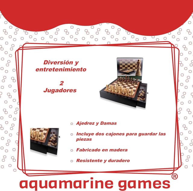 Detalle 2 de Aquamarine Games Ajedrez y Damas FSC100%