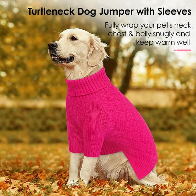 Detalle de AOFITEE XXL Dog Jumper (Warm Greyhound Christmas Knitted Sweater) – Turtleneck winter pullover for large dogs