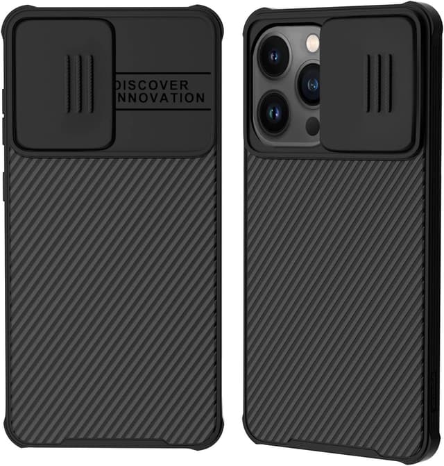 Detalle de Coque XTCASE pour iPhone 14 Pro : étui ultra mince avec protection caméra coulissante, noir