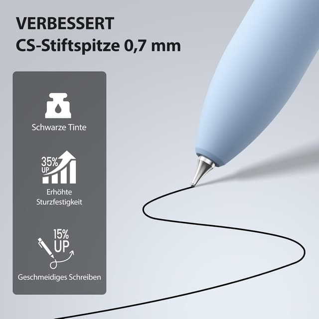 Detalle de JIMMIDDA 8er Gelstifte-Set (0,7 mm) mit schwarzer Tinte für Tagebuch, Notizen & Schule