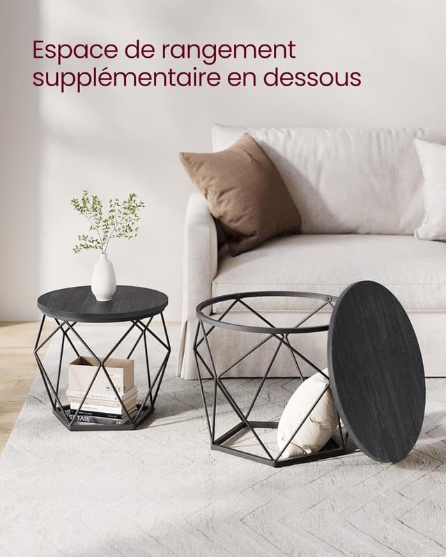 Thumbnail 6 de VASAGLE LET040B22 Tables basses rondes 2 pièces