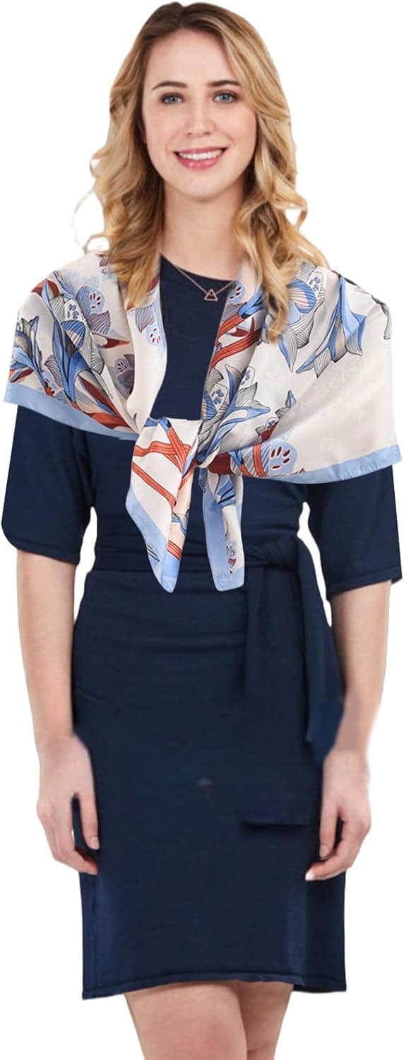 Detalle de prinfantasy Square Scarf Pattern Head Neckerchief (satin-feel) for Women