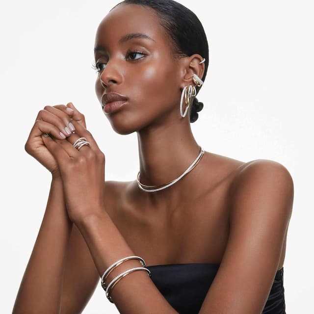 Thumbnail 5 de Swarovski Hyperbola pendientes aro Mini blancos 💍