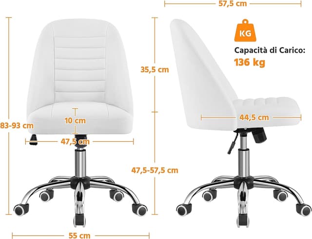 Thumbnail 2 de Yaheetech Sedia Ufficio Reclinabile 136 kg