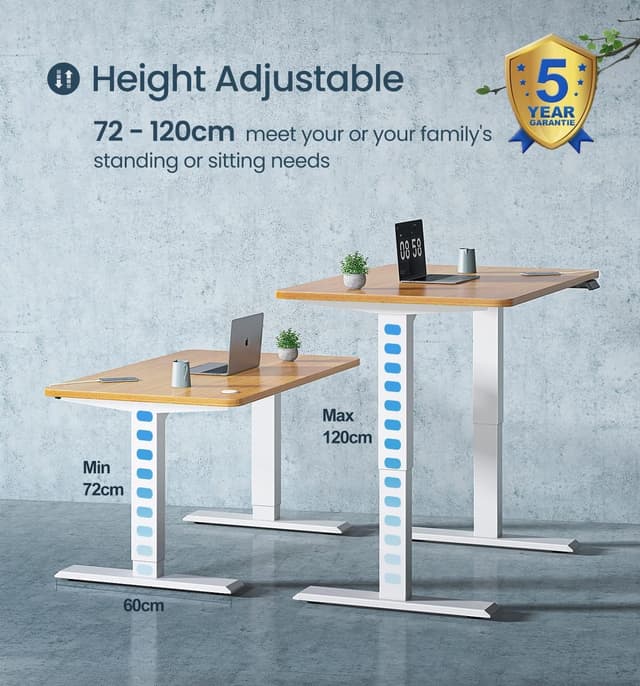 Detalle 2 de MAIDeSITe T2 Pro dual-motor adjustable height standing desk frame (white) with memory smart panel