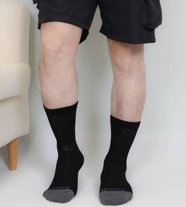 Detalle de ZFSOCK Chaussettes diabétiques sans élastique, sans couture et à semelle rembourrée (4 paires, mi-mollet)